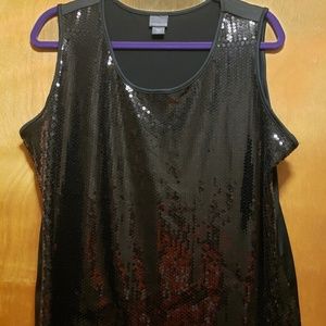 Black Sequin Tank Top